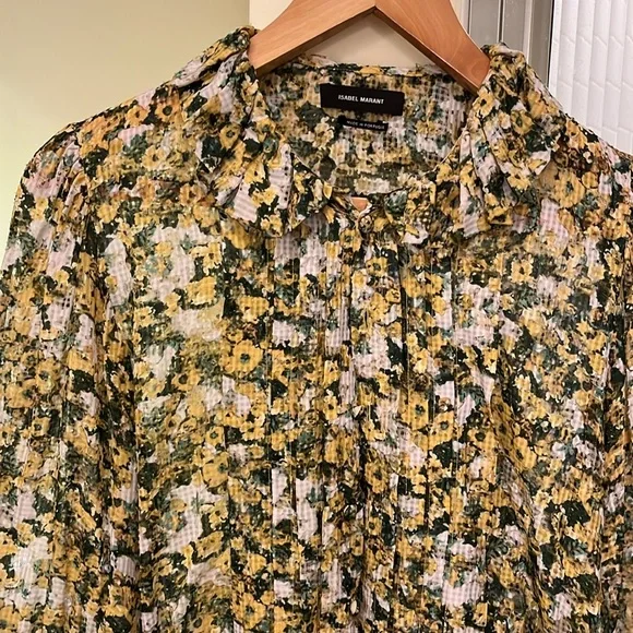 Isabel Marant yellow floral top - size 10 - silk blend - beautiful summer top - Picture 2 of 12